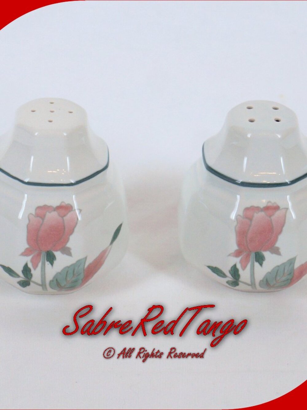 Vintage Mikasa Japan Ceramic Salt & Pepper Shaker Set F3003 Silk Flowers